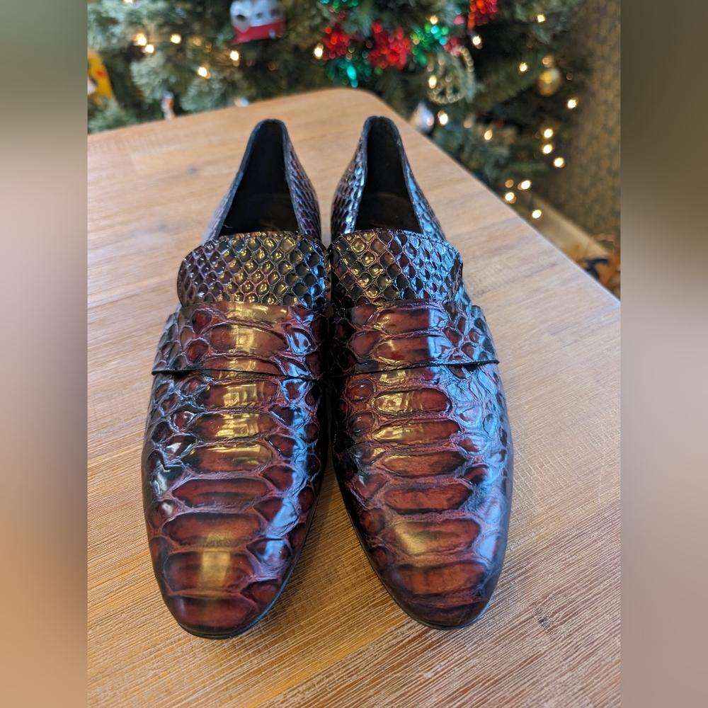 NEW FREE PEOPLE COLLECTION Leather Tux Slip-On Flats Croc size 41